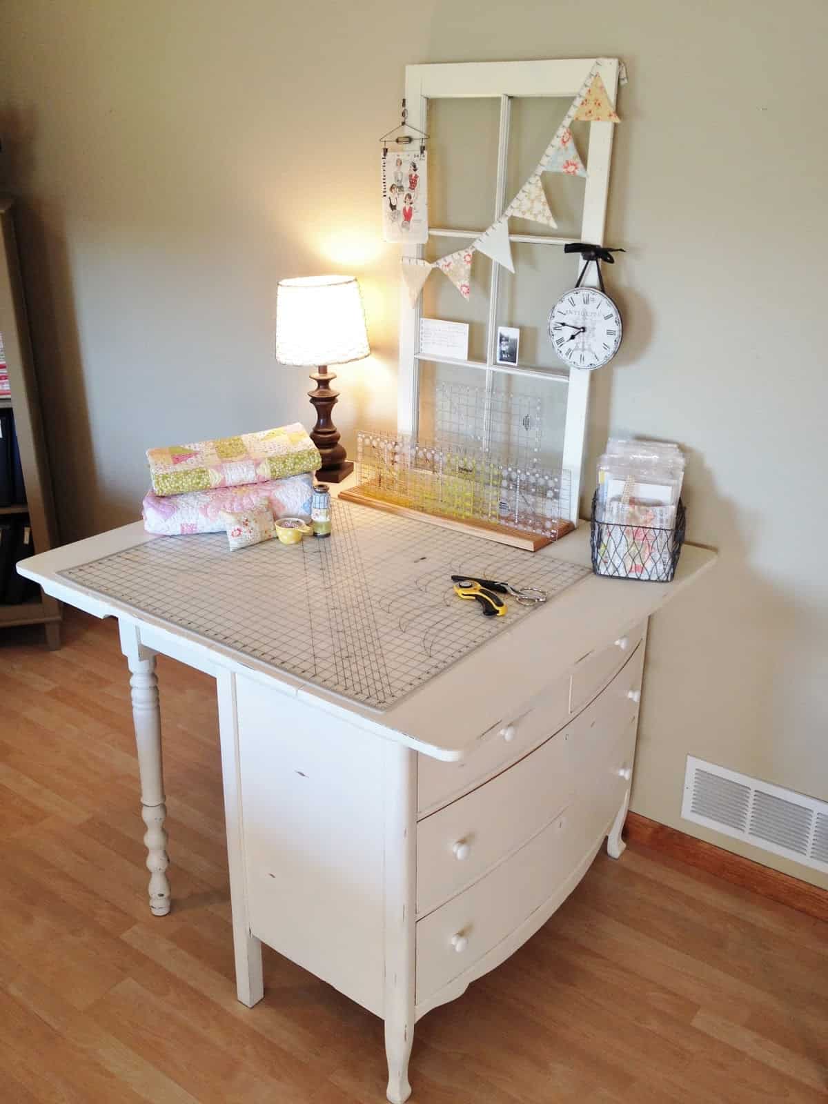 Sewing Craft Table Home Office Computer Desk with Storage Shelves