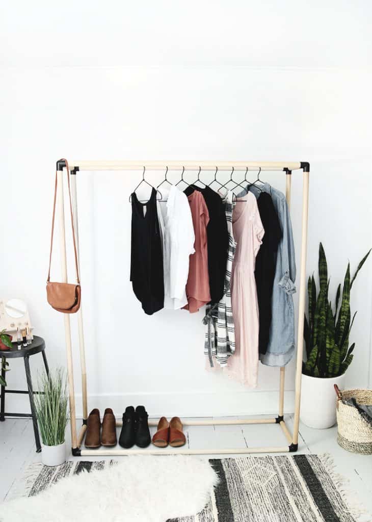 22 Diy Clothes Racks In 2022 Organize, Minimalist 3 Tier Coat Rack Floor Standing Wardrobe