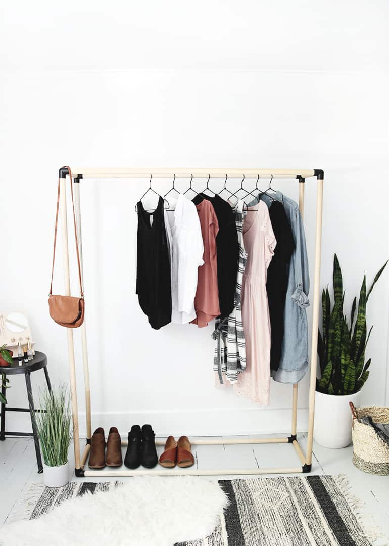 Hanging Copper Pipe Clothing Rack DIY - A Beautiful Mess