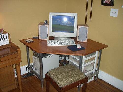 Pipe and Plywood Corner Desk