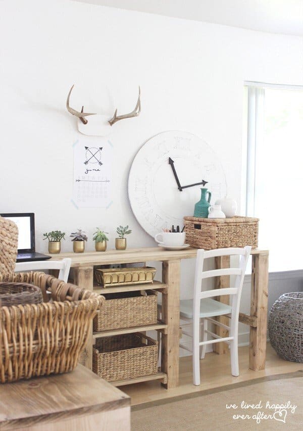 Chic Rustic Wood Desk with Storage