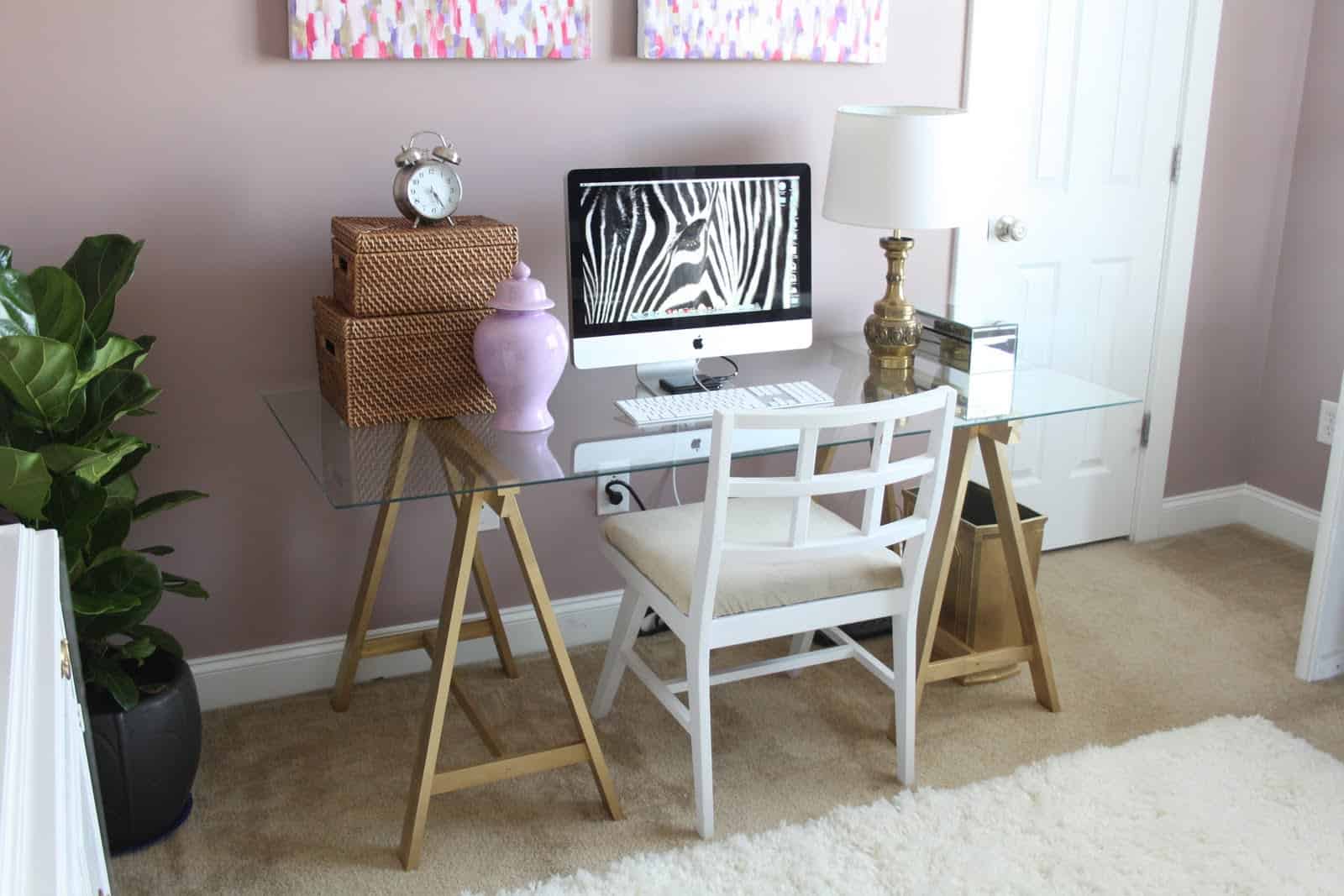 Simple Glass Top Desk