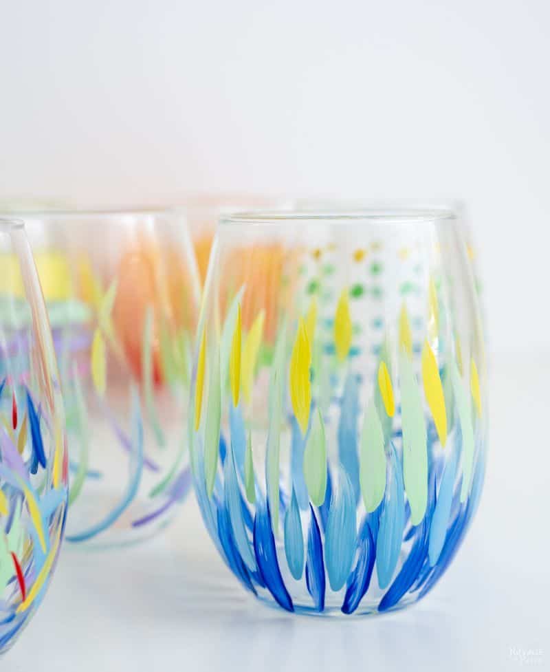 Hand Painted Peacock Feather Wine Glasses Tutorial, DIY Painted Wine Glasses