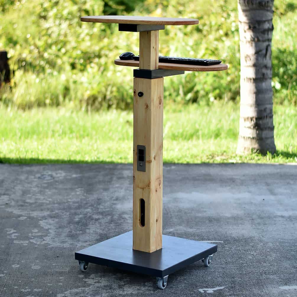 Mobile Standing Desk with Built-In Outlets