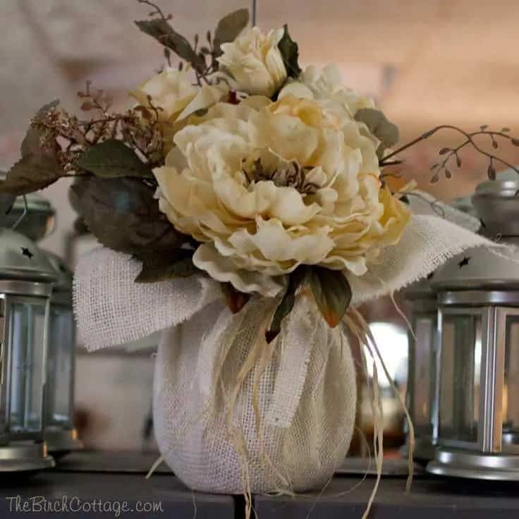 Rustic Burlap-Wrapped Centerpiece