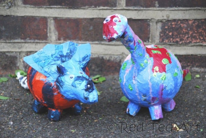 Papier Mache Dino Banks