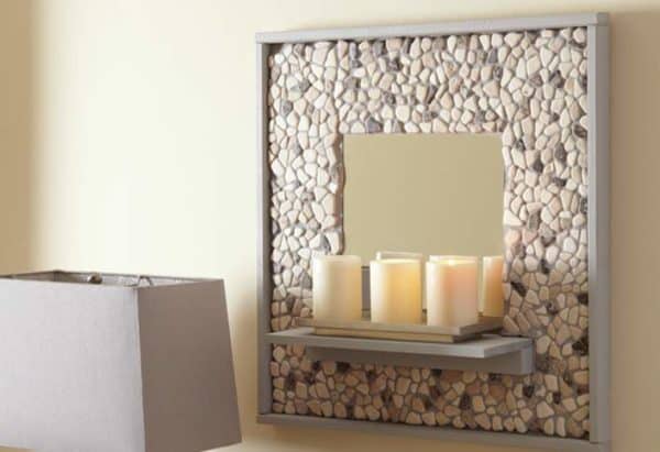 Mosaic Tile and Pebble Mirror