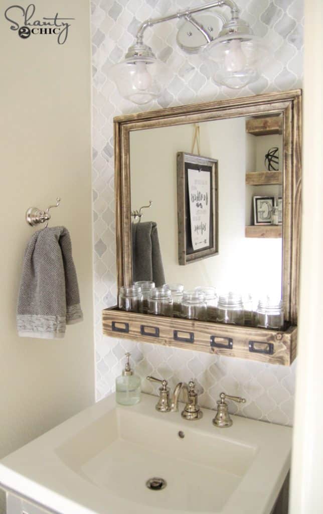 Rustic Mirror With Storage Space