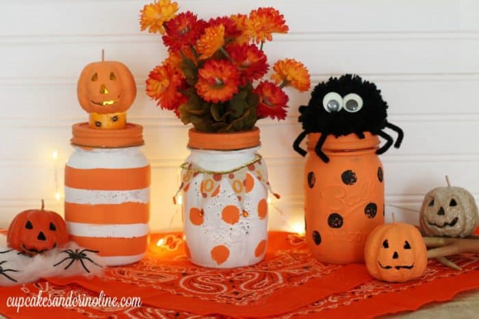 Polka Dotted and Striped Halloween Centerpieces