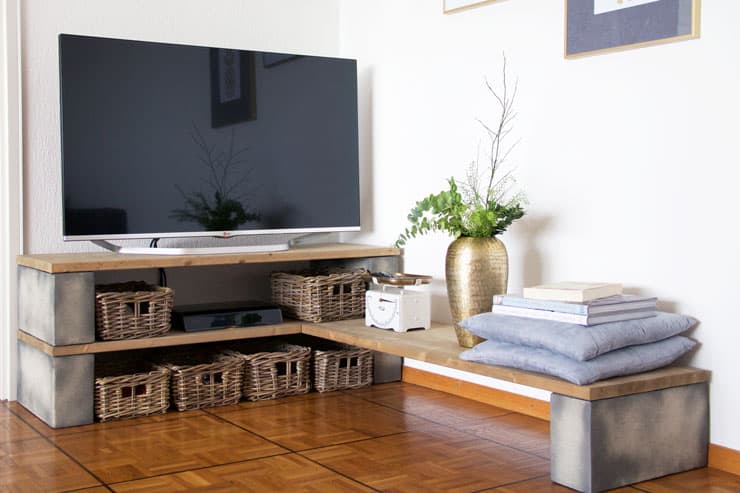 Concrete and Plywood TV Stand