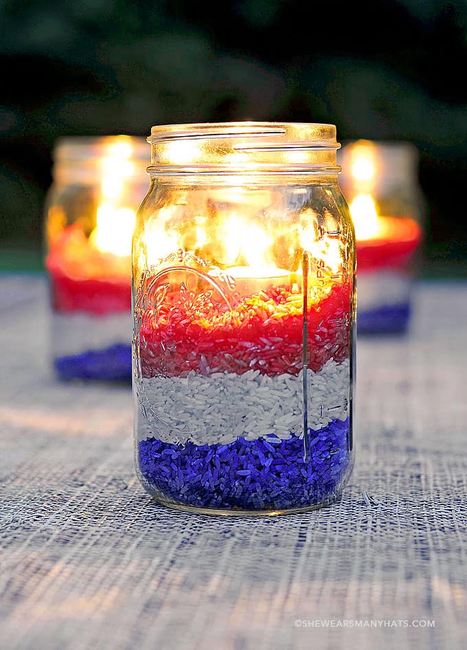 Patriotic Candleholder Jar Centerpieces