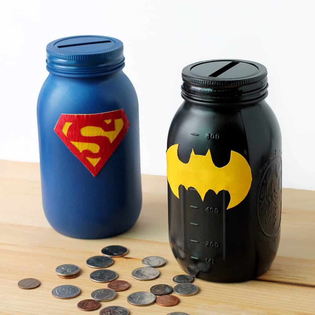 Superhero Mason Jar Banks