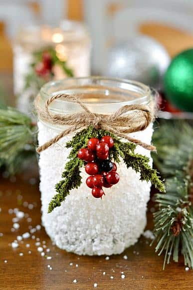 Frosted Snow Jar Centerpiece