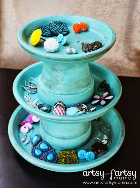 Painted Three-Tiered Jewelry Stand