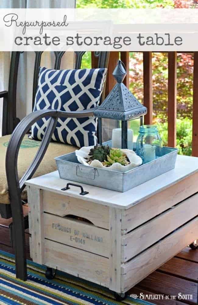 Rolling Crate Side Table
