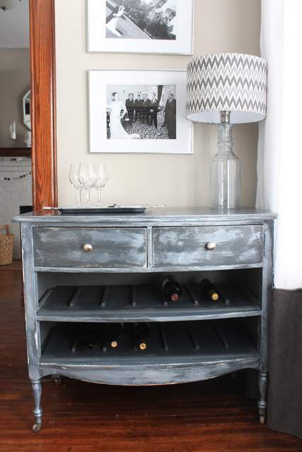 Repurposed Dresser Wine Rack