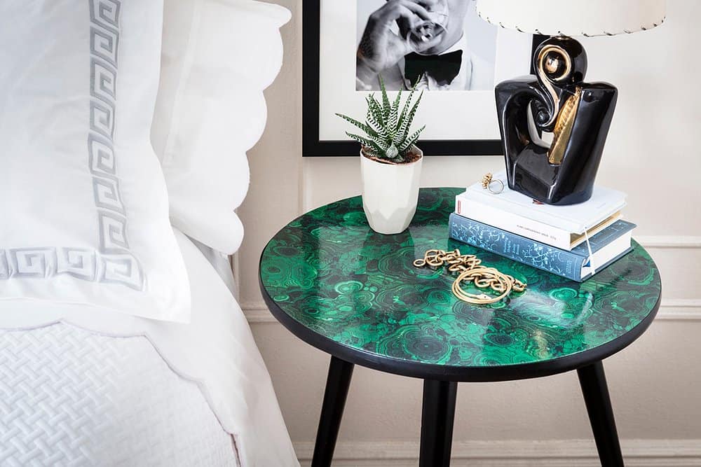 Faux Malachite Side Table Makeover