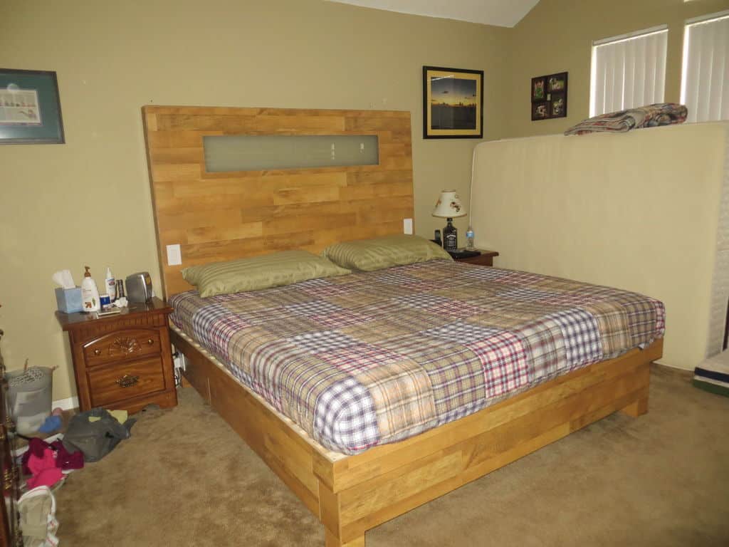 King Sized Wood Flooring Platform Bed