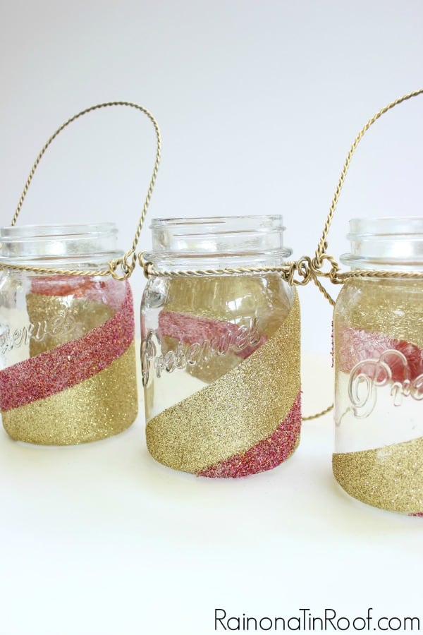 Swirled Glitter Mason Jar Centerpiece