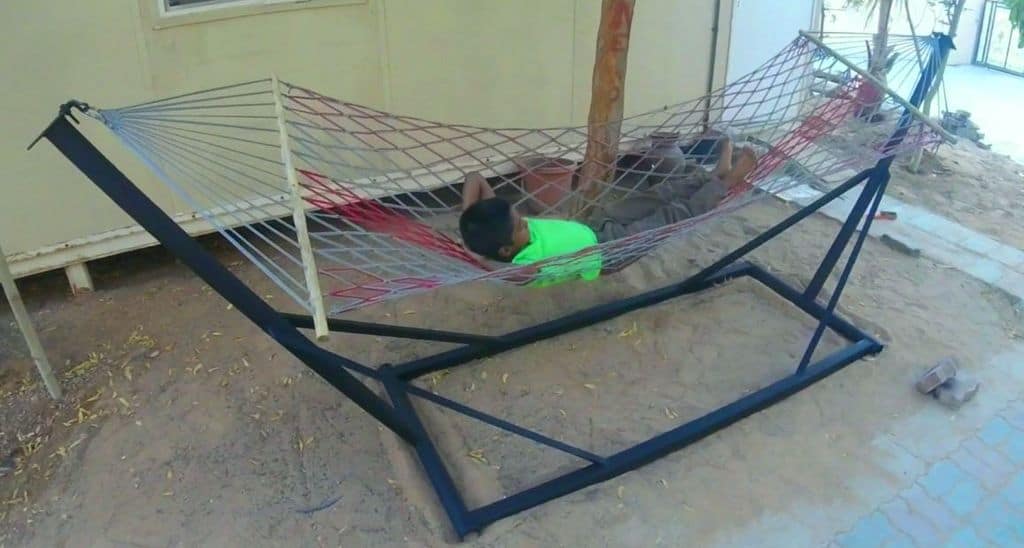 Reclaimed Materials Hammock Stand