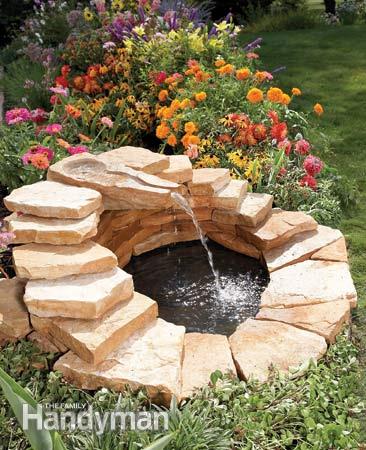 Stone-Lined Concrete Fountain