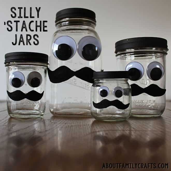 Silly Moustache Mason Jar Banks