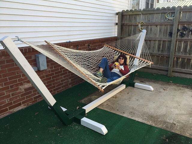 Metal and Wood Hammock Stand