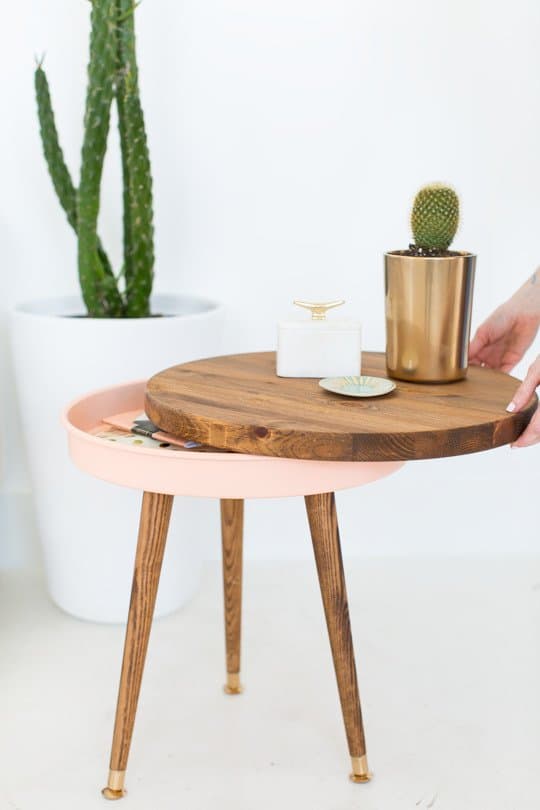 Mid-Century Modern Hidden Compartment Side Table