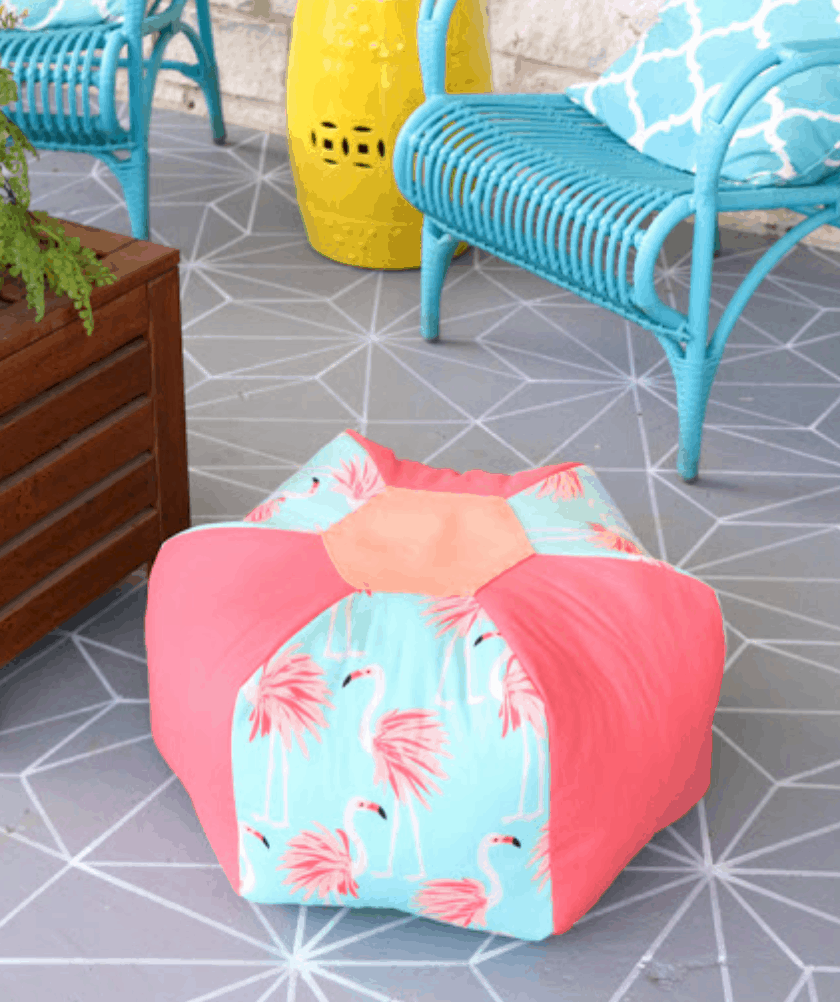 Outdoor Patterned Pouf