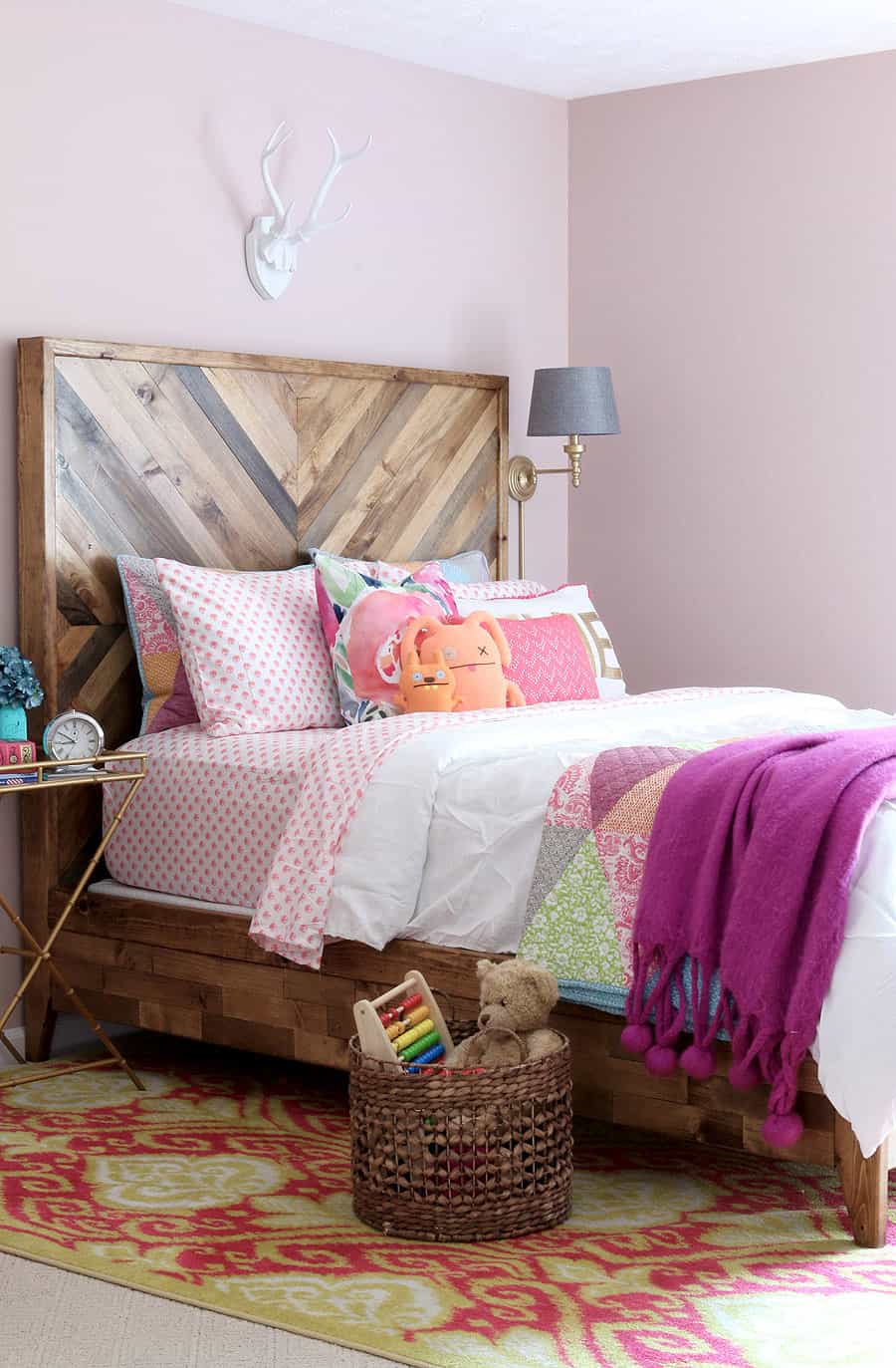 Chevron Headboard Bed