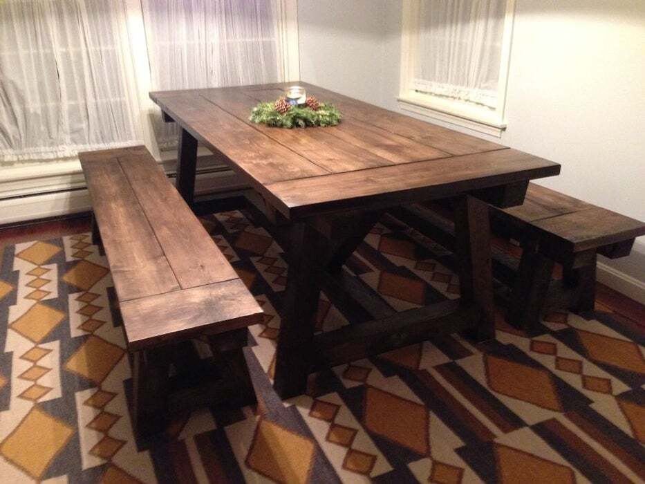 <strong>Solid Wood Farmhouse Table and Benches</strong>