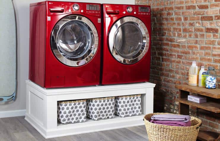 <strong>Solid Wood Laundry Pedestal with Storage</strong>