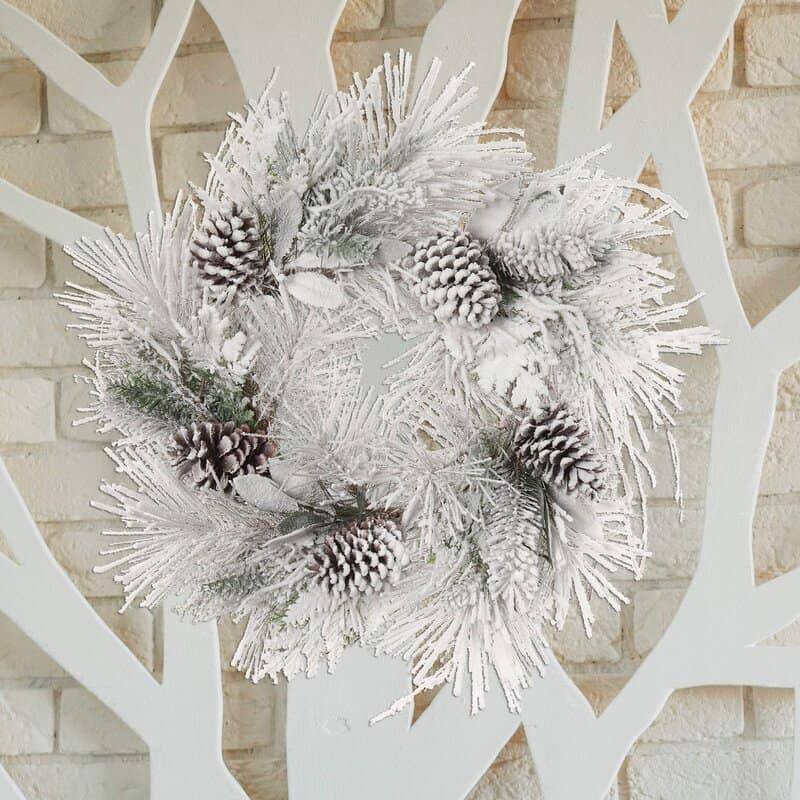 Frosted Greenery and Pinecones Wreath