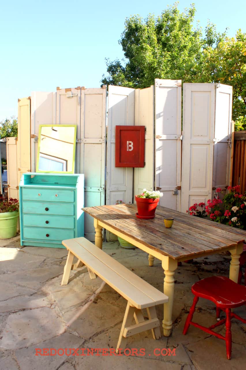 Repurpose Old Doors for an Easy Eclectic Privacy Wall