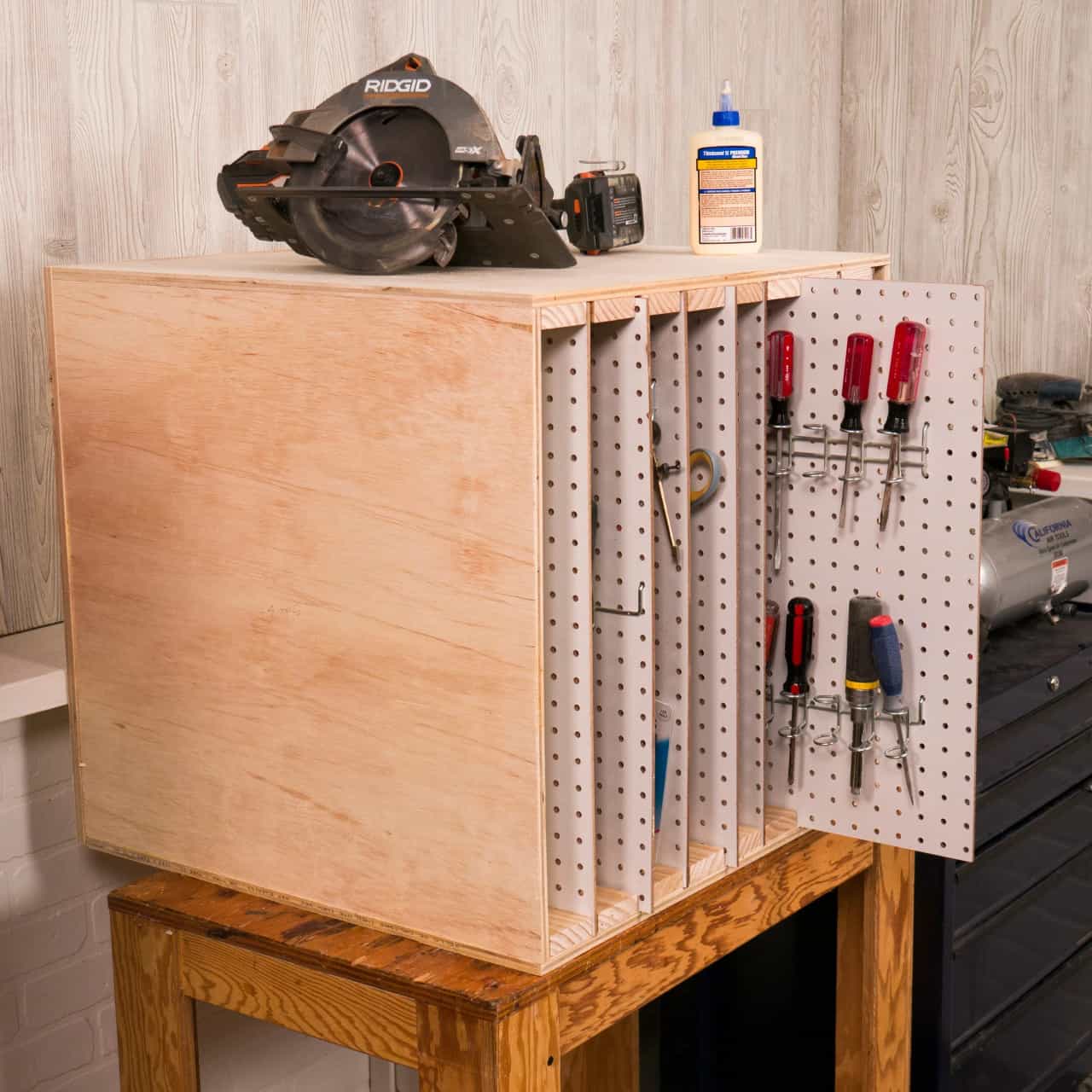 Space-Saving Sliding Pegboard Storage